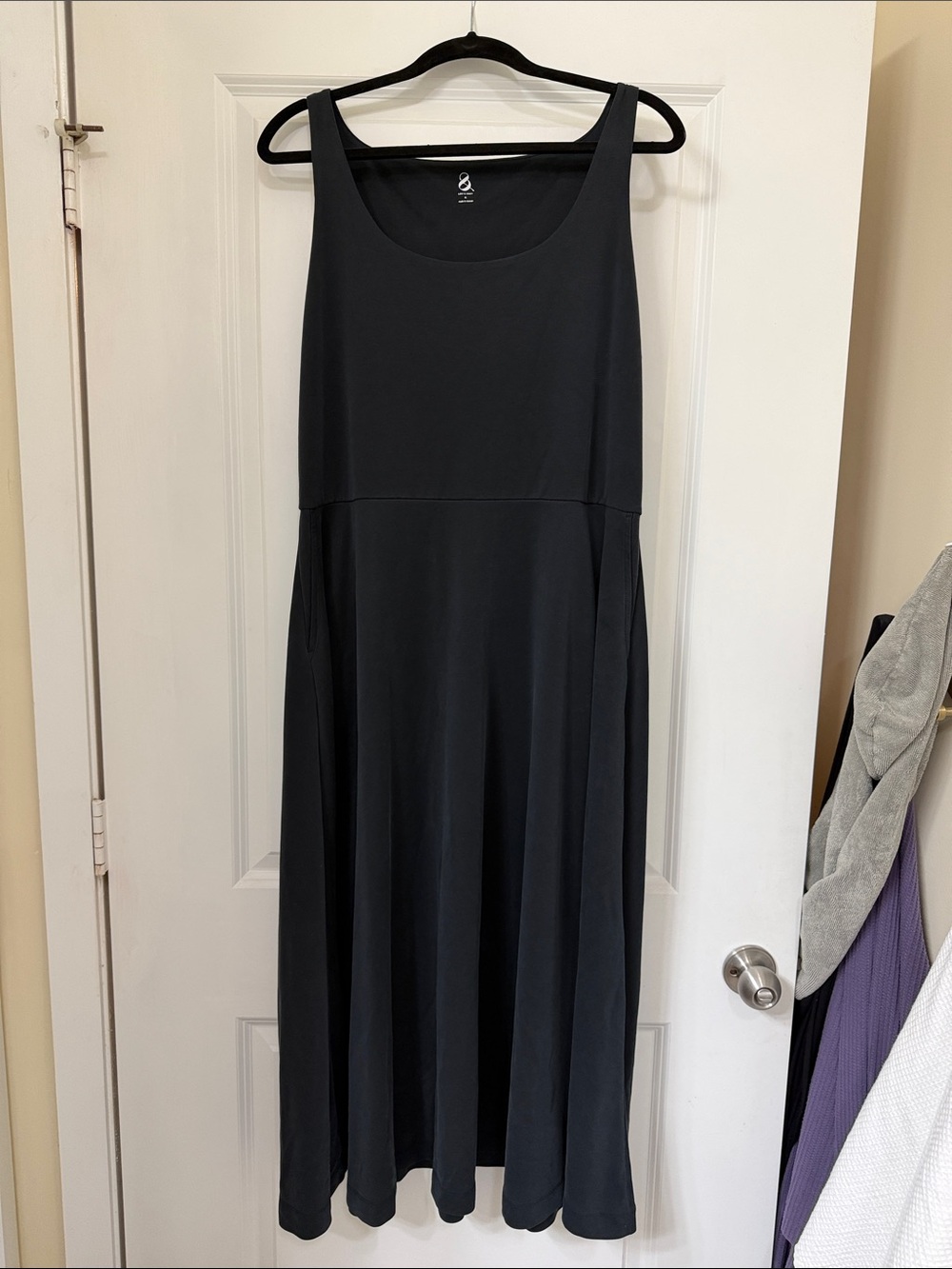 Lou and Grey Dress Sandwash Black Tank A Line Midi Pocket Dress XL